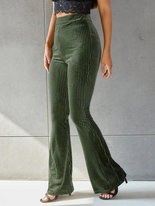 Anika - Pantalon Taille Haute en Velours Côtelé pour Femmes d'Automne