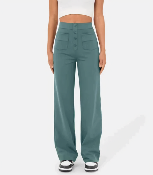 Pantalon élastique taille haute avec boutons - Irma