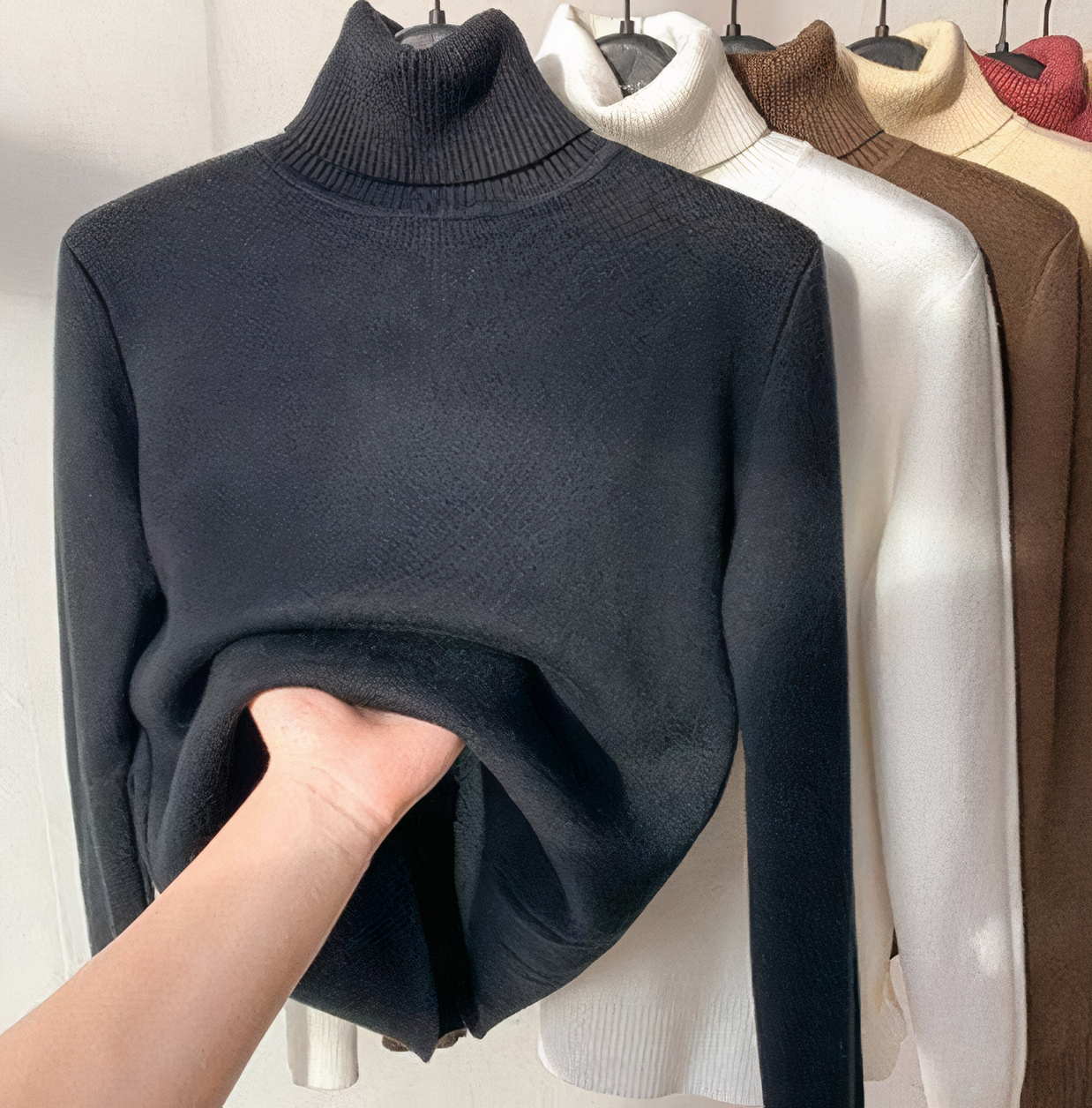 Pull à col roulé doublé velours - Isabella