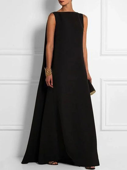 Inara - robe ample, simple, couleur unie, sans manches, dos en V, longue et ample
