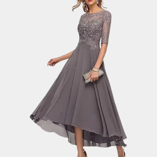 Robe élégante en mousseline pour femme, longueur cheville