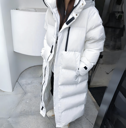 Veste longue en duvet coupe-vent - Beige - Parfaite pour les conditions météorologiques hivernales