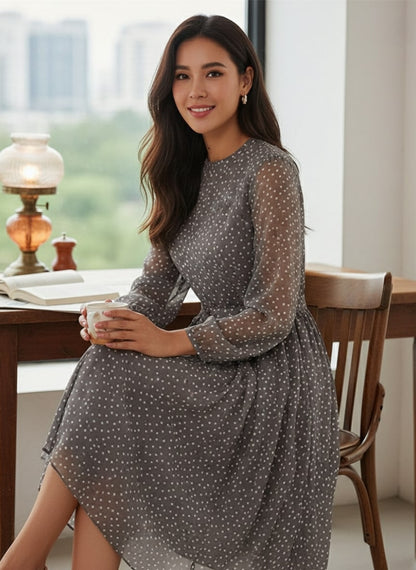 Isabelle | Robe Femme Élégante à Pois Chic et Confortable