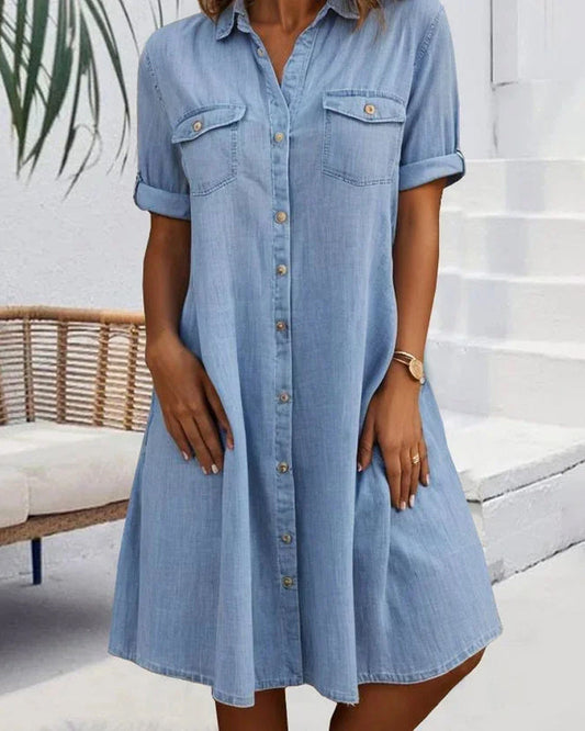 Jackie - robe midi à manches courtes avec fermeture à boutons