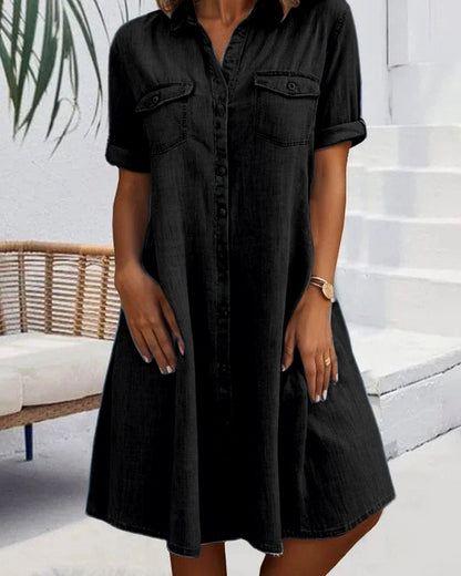 Jackie - robe midi à manches courtes avec fermeture à boutons