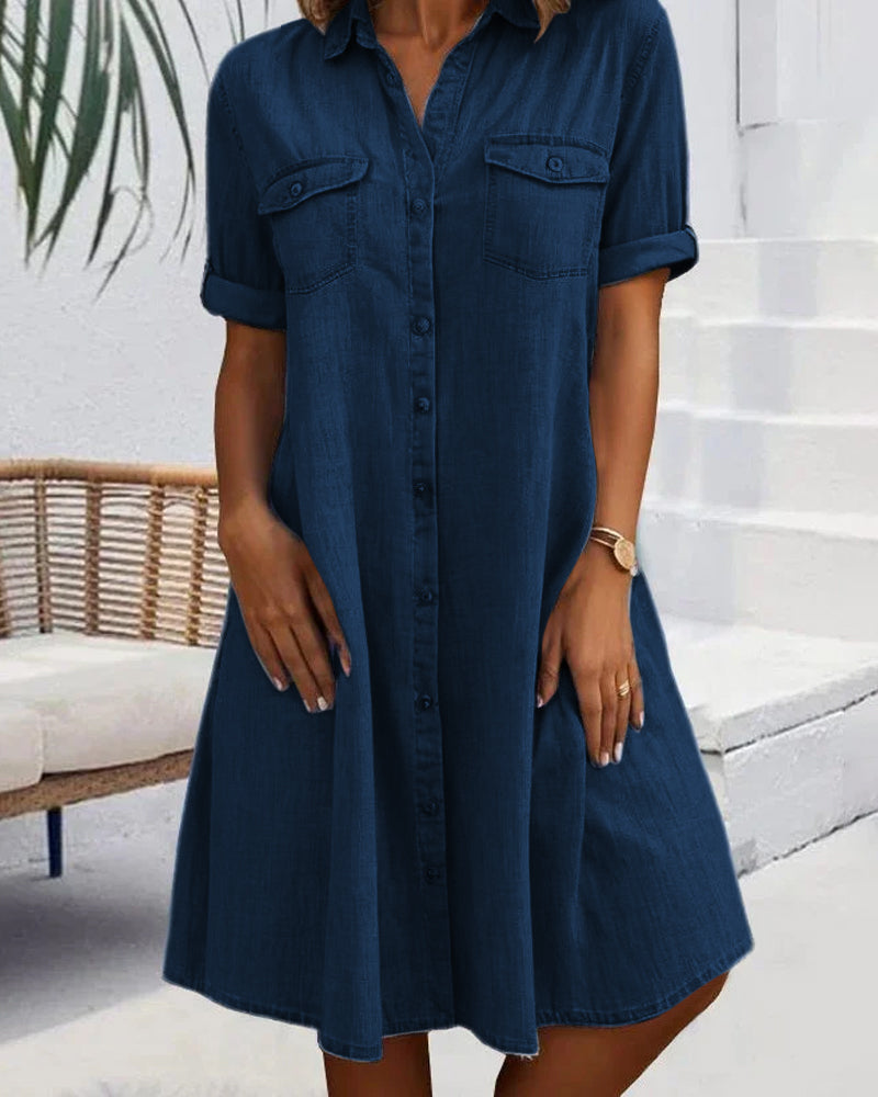 Jackie - robe midi à manches courtes avec fermeture à boutons