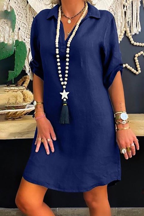 Joanne - Robe chemise à manches retroussées