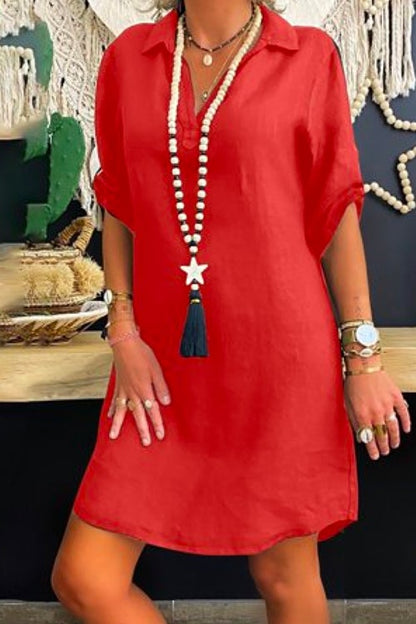 Joanne - Robe chemise à manches retroussées