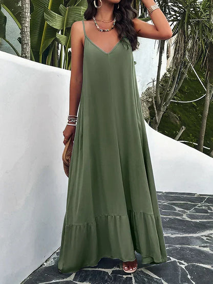 Kailani - Robes longues sans manches avec plis dans des couleurs unies