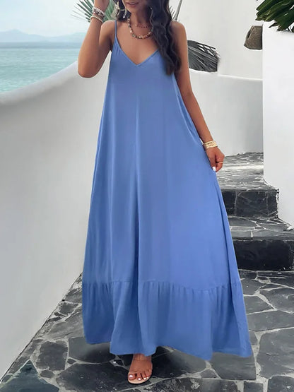 Kailani - Robes longues sans manches avec plis dans des couleurs unies