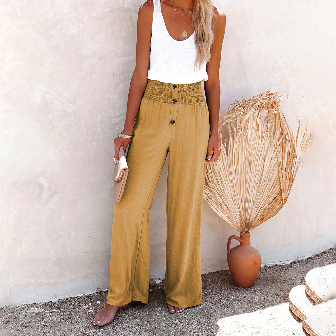 Nathalie - Pantalon taille haute décontracté