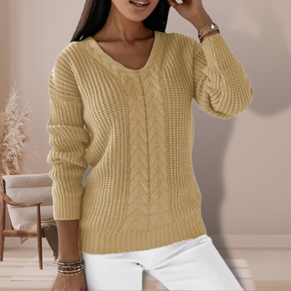 Warsha Sweater | Pull décontracté en tricot à col en V