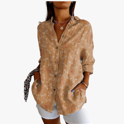 Blouse brodée en lin pour femme