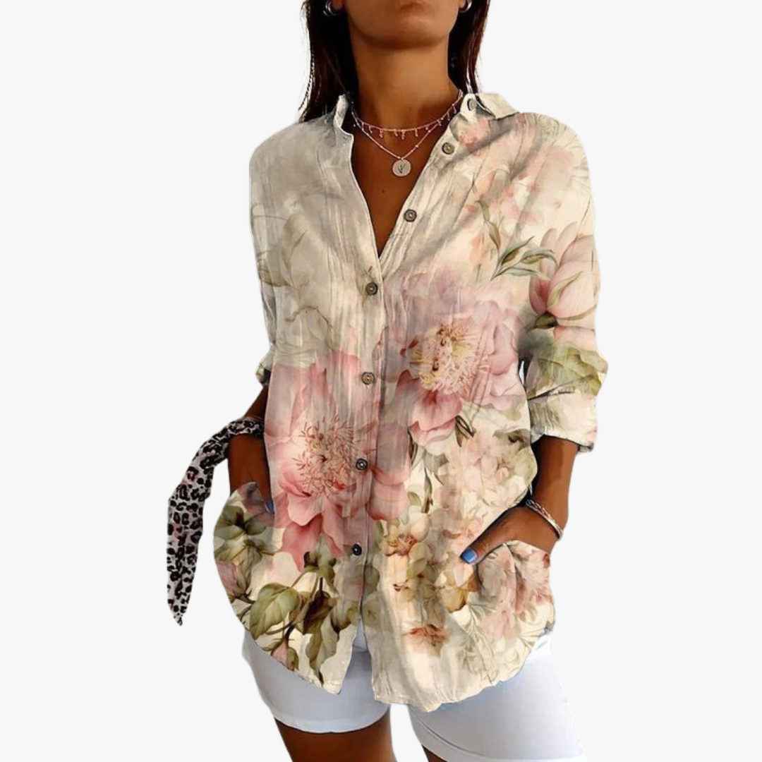Blouse brodée en lin pour femme
