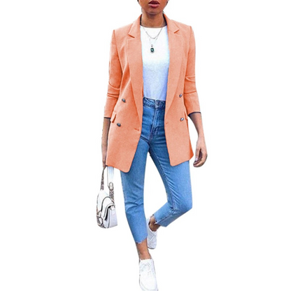 Evelien | Blazer long avec boutons et col pour femme
