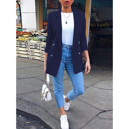 Evelien | Blazer long avec boutons et col pour femme