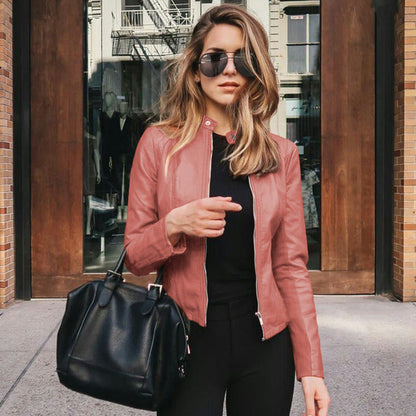 Veste en cuir slim fit pour femmes