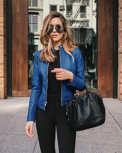 Veste en cuir slim fit pour femmes