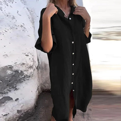 Dear - Robe chemise en coton et lin