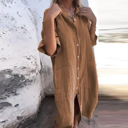 Dear - Robe chemise en coton et lin