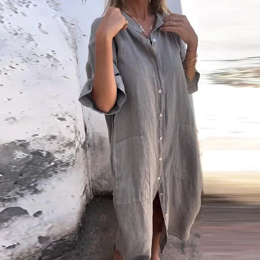 Dear - Robe chemise en coton et lin