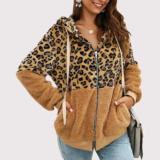 Hoodie en peluche avec motif léopard - Mira