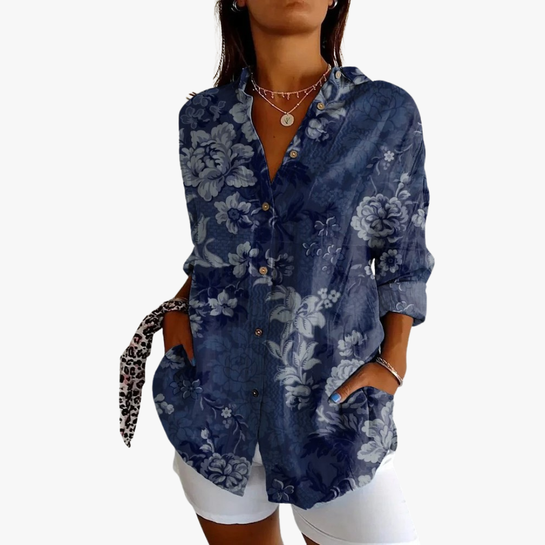 Blouse brodée en lin pour femme