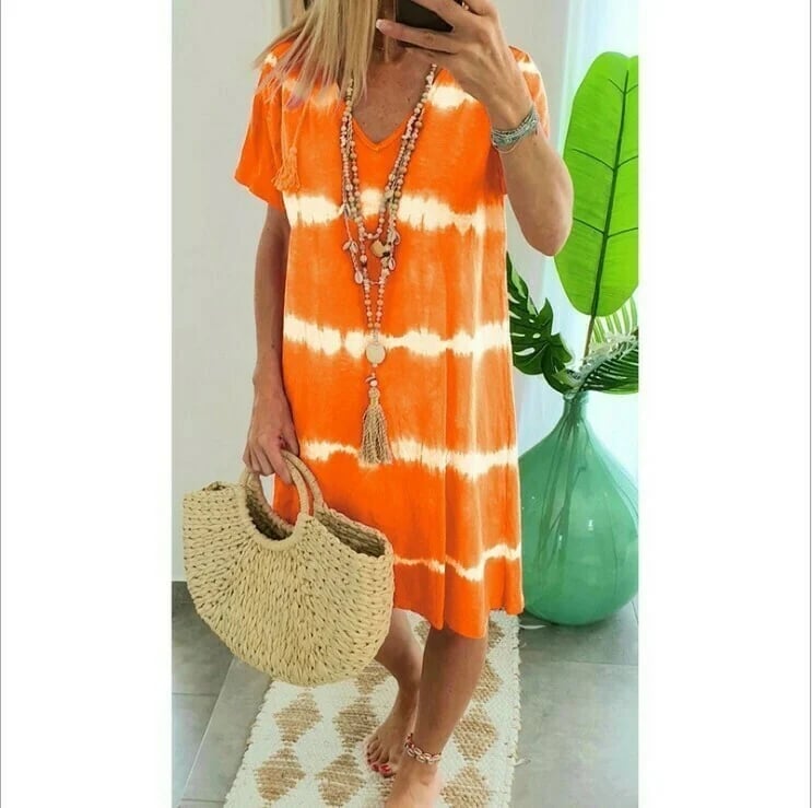 Madison - Robe chemise à rayures tie-dye, manches courtes et coupe décontractée