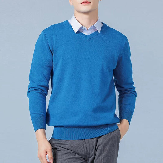 Yasper Sweater | Pull à col en V uni pour hommes