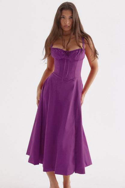 Margot - Robe florale sans bretelles avec taille ceinturée
