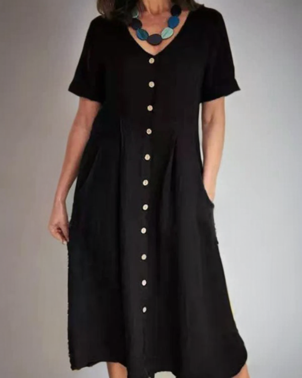 Marina - Robe ample en lin à encolure pointue