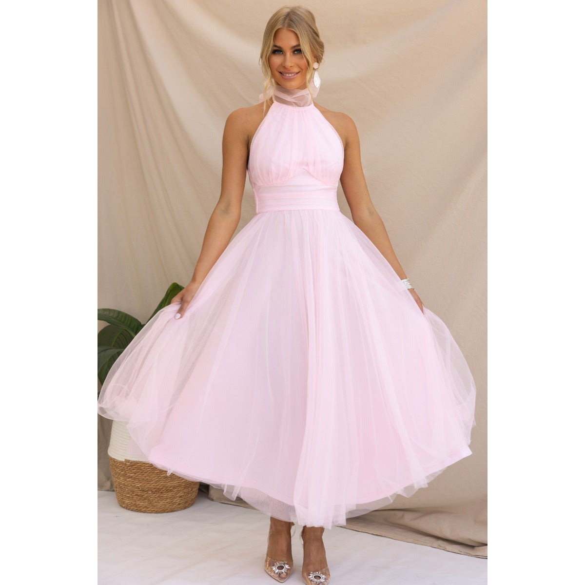 Marisol - Robe élégante et lisse sans panneau au dos