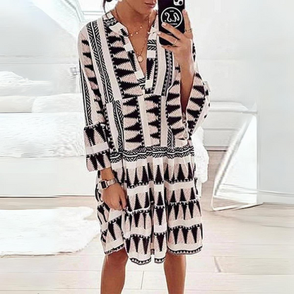 Meike - Robe à imprimé animalier avec manches bouffantes