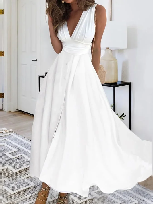 Meldy - Robe de banquet longue et élégante avec décolleté en V croisé