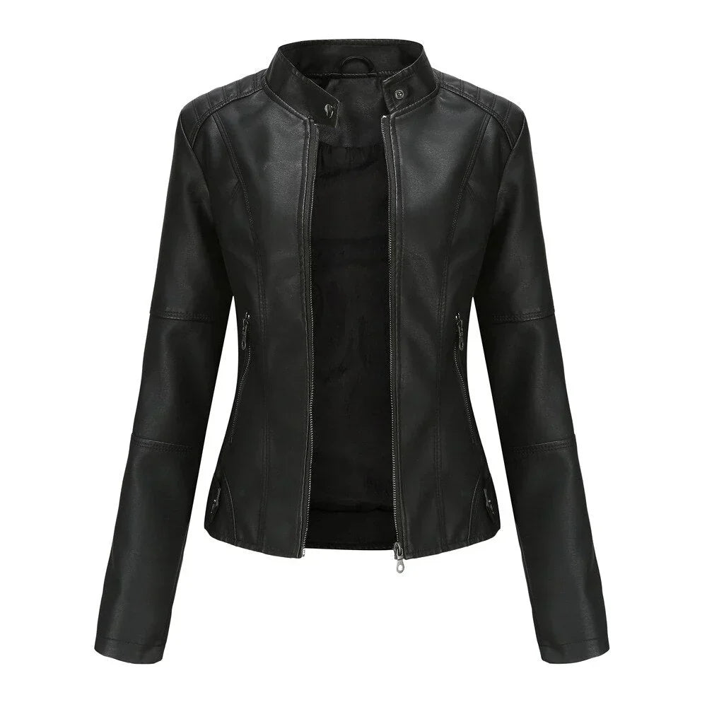 Meli - veste en cuir pour femme avec mao