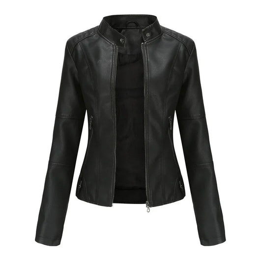 Meli - veste en cuir pour femme avec mao