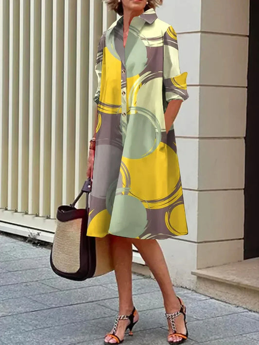 Miranda - Robe chemise à pois abstraits urbains