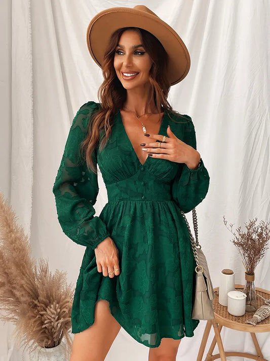 Jasmine | Robe évasée à manches longues