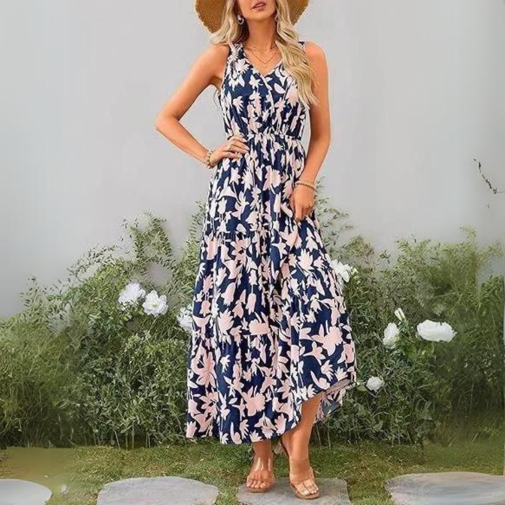 Delphine - Robe élégante à imprimé floral