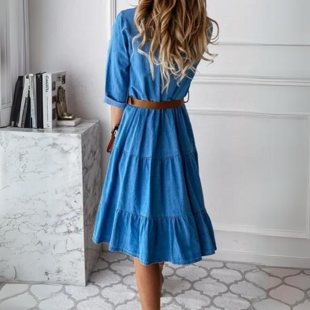 Fanny - Élégante robe en jean avec ceinture