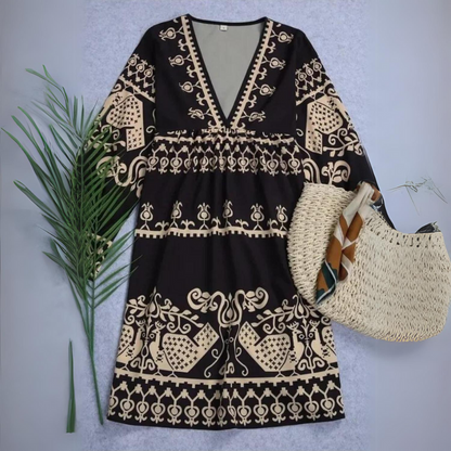 Isaline - Robe d'été confortable à imprimé bohème