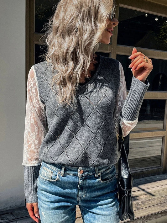 LinekkesShirt I Pull à col en V Pour Femmes