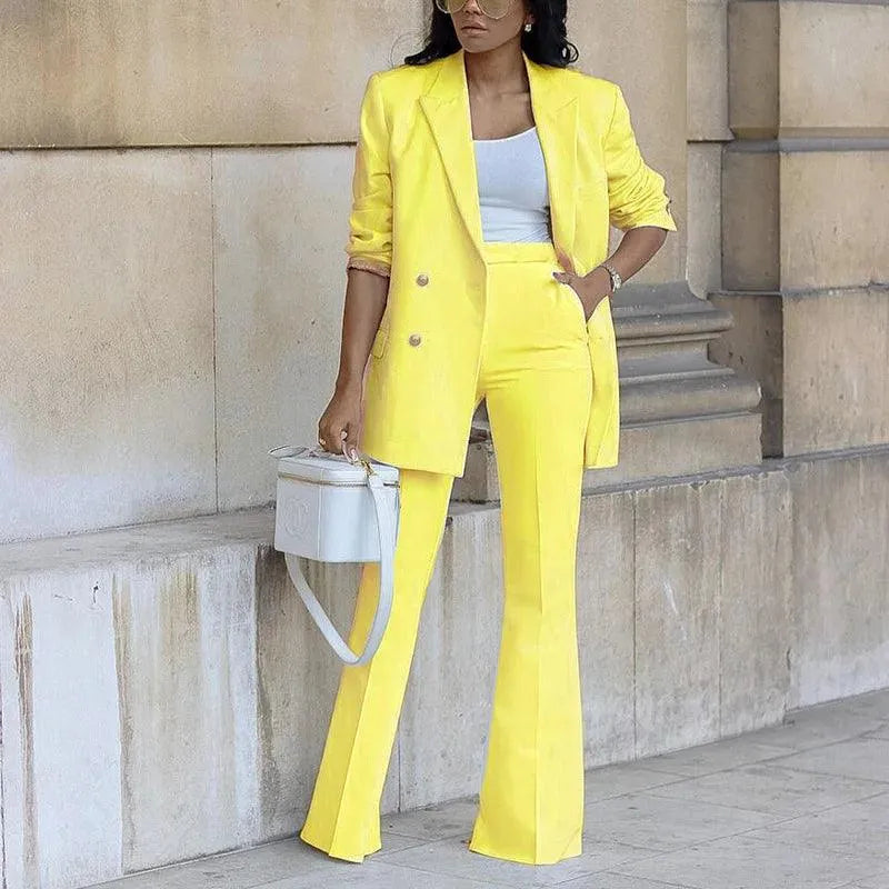 Blazer pour femme - élégant - double rangée de boutons, jambes évasées - idéal pour les occasions professionnelles