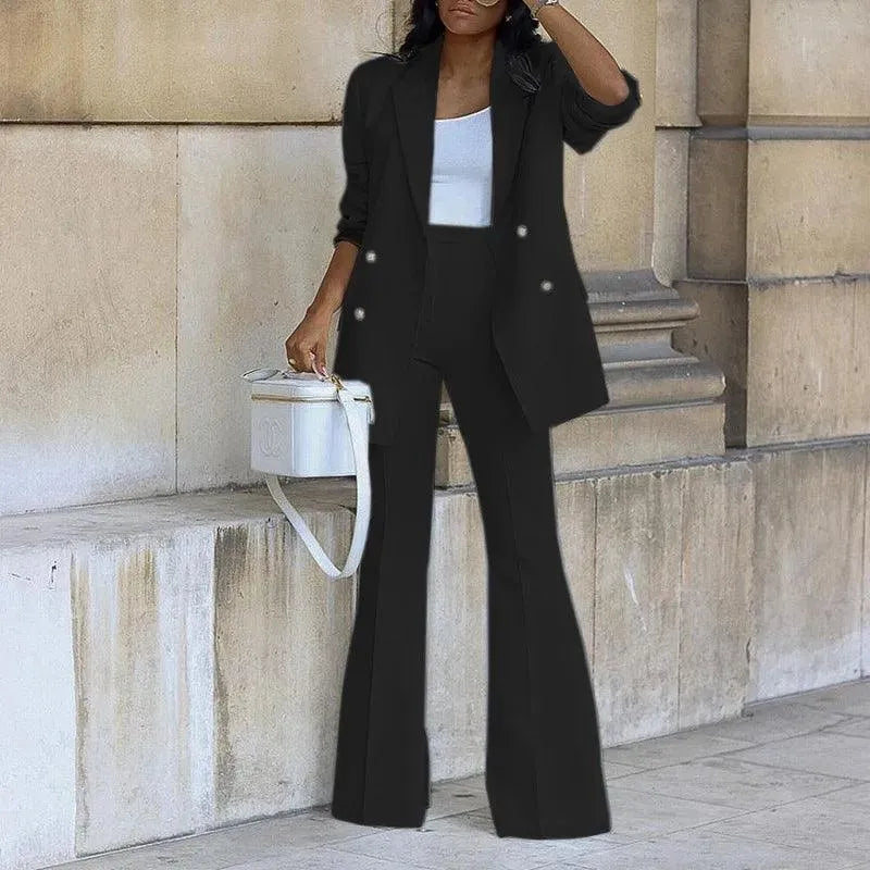 Blazer pour femme - élégant - double rangée de boutons, jambes évasées - idéal pour les occasions professionnelles