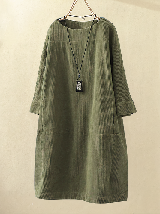 Robe A-line en velours côtelé