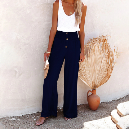 Nathalie - Pantalon taille haute décontracté