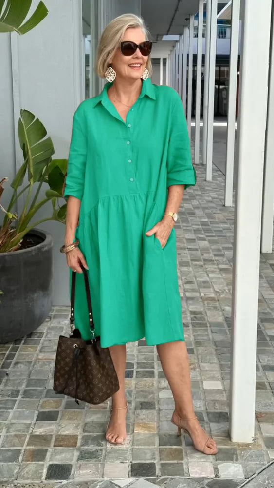 Noelle - Nouvelle robe décontractée pour femme en lin et coton