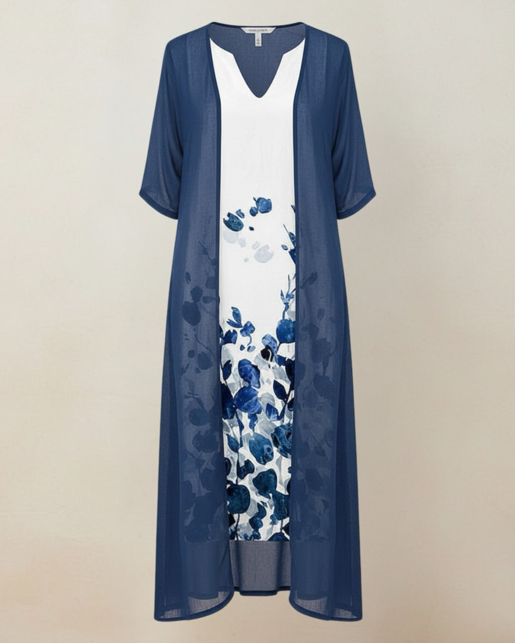 Nollie | Robe midi deux pièces fleurie bleue