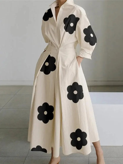 Nyx - Robe longue imprimée, taille haute et tempérament