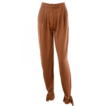Pantalon à jambes larges et nœud papillon pour femmes décontractées